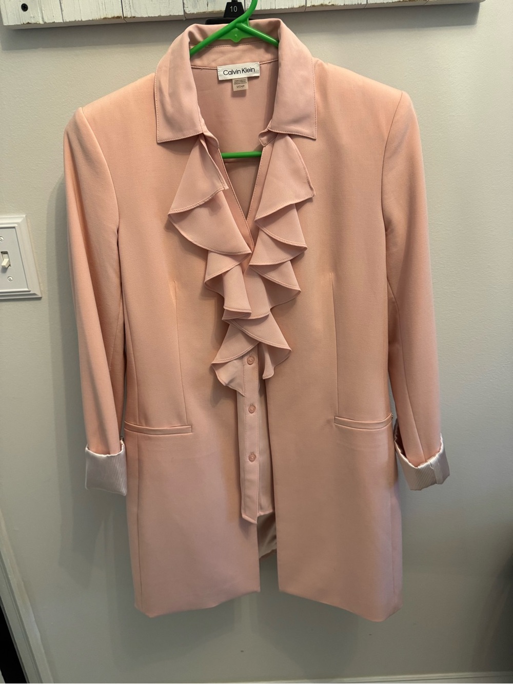 Calvin Klein Women's Blush Pink Ruffle Front Top and Jacket